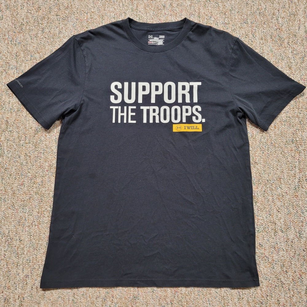 Under Armour Shirt‎ Mens Large Black Support The Troops HeatGear Charged Tee